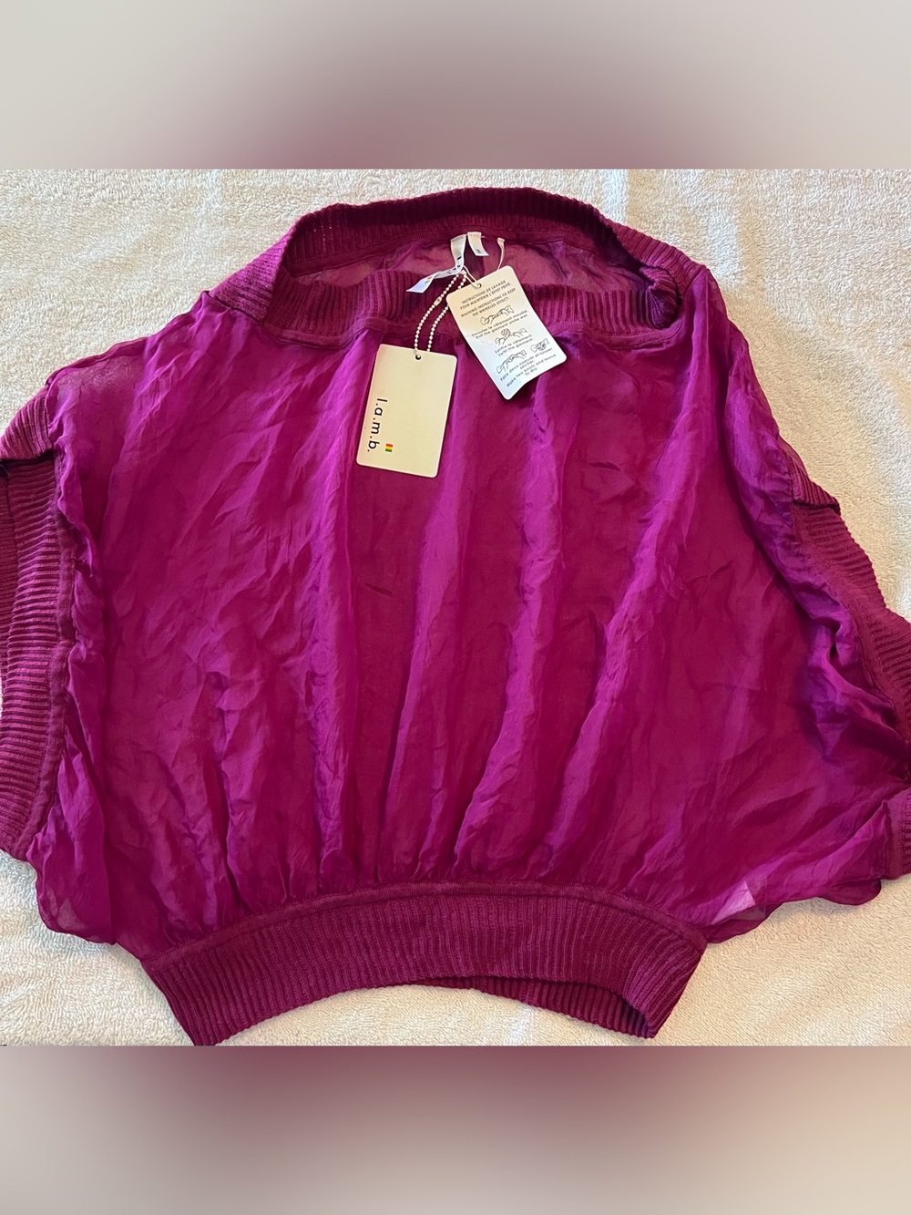 L.A.M.B. Magenta Silk Chiffon Blouse Size S